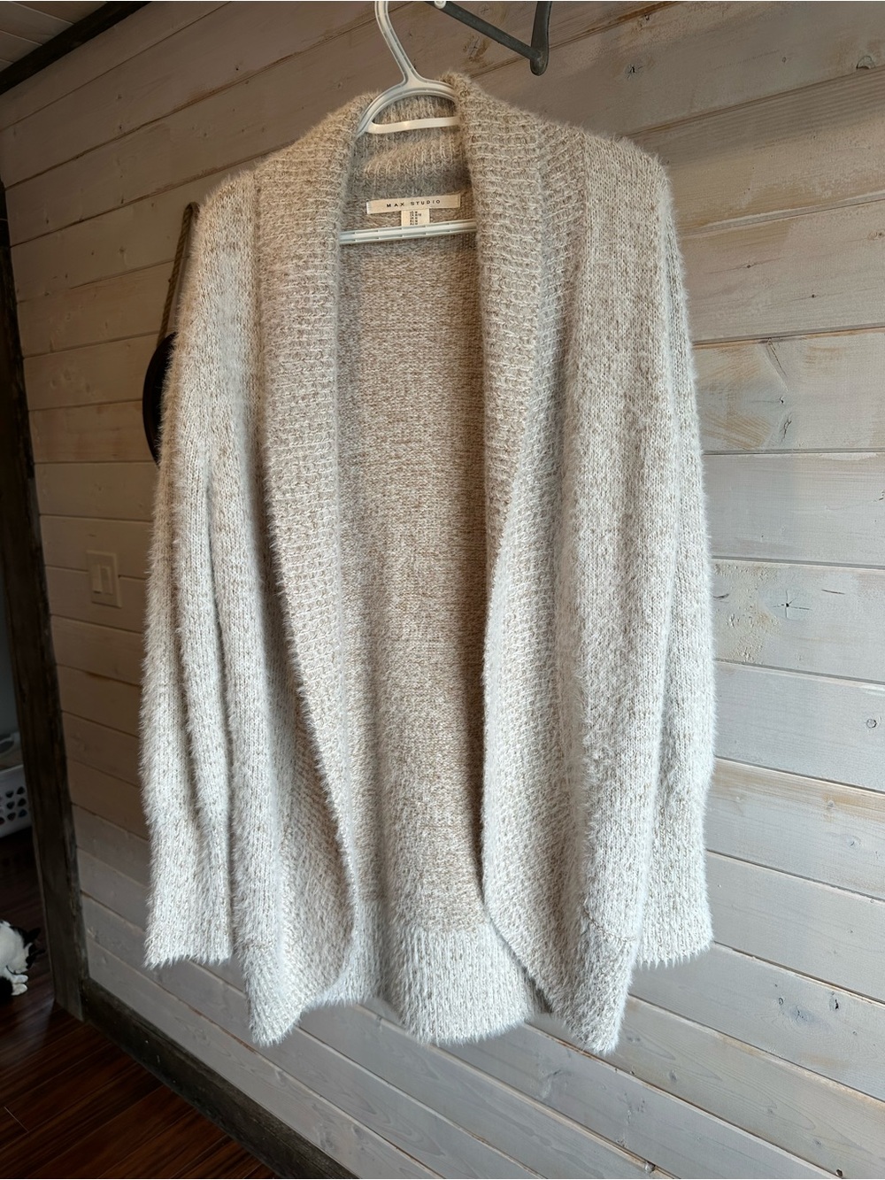 Max Studio | Cream Fuzzy Open Front Cardigan
